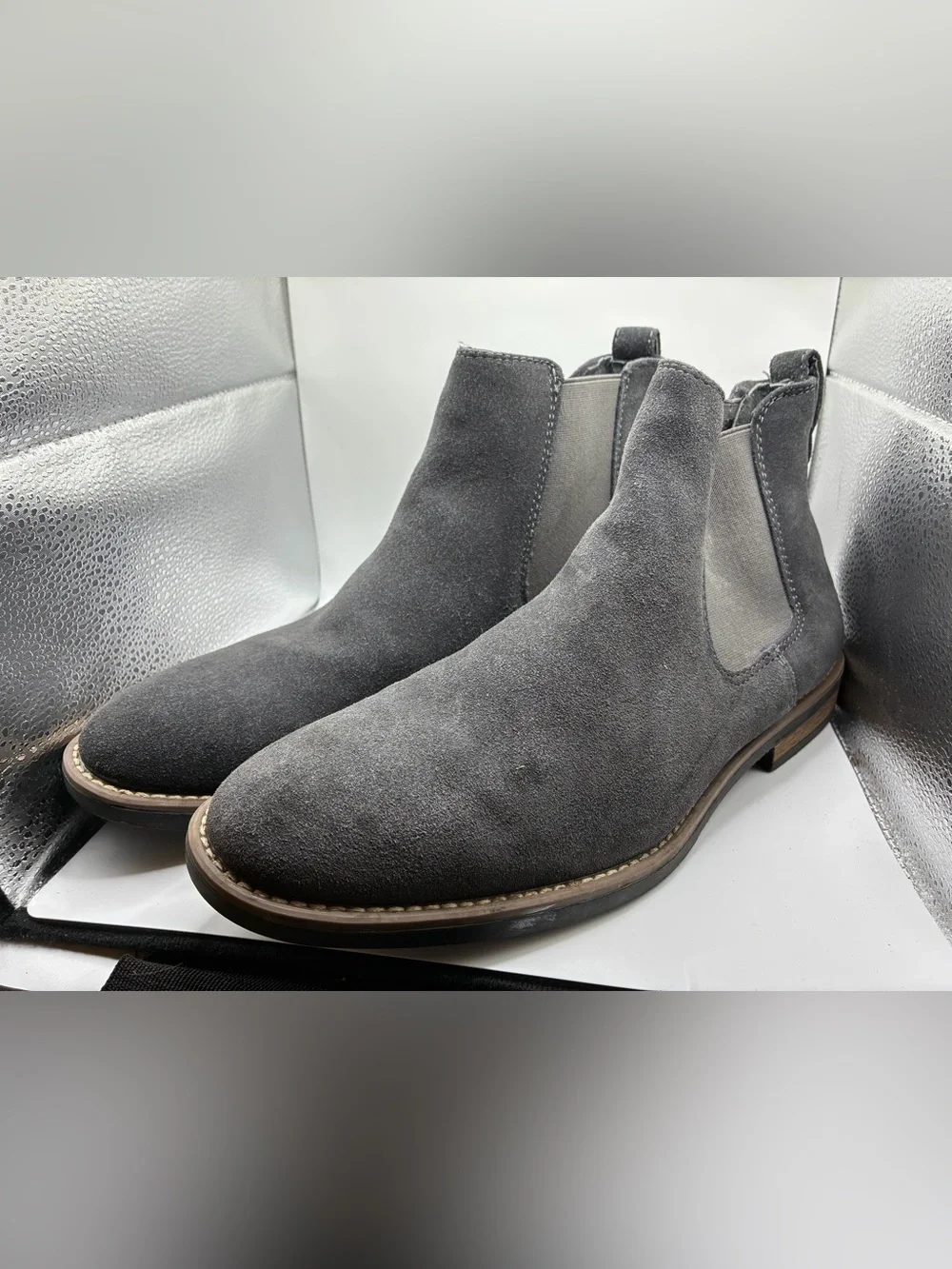 Bruno Marc Gray Suede Leather Chelsea Boots Men’s Size 9.5